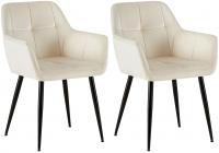 2er Set Esszimmerstuhl Emia Samt creme 