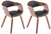 2er Set Stühle Kingston Kunstleder walnuss/schwarz