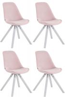 4er Set Stühle Toulouse Samt Square weiß (eiche) pink