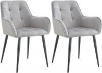 2er Set Esszimmerstuhl Ferndale Samt hellgrau