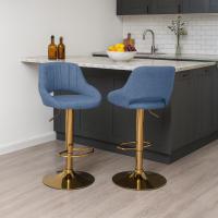Barhocker Milet Stoff gold blau