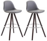 2er Set Barhocker Franklin vollgepolstert Kunstleder rund cappuccino (eiche) grau