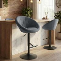 Barhocker London Samt schwarz dunkelgrau 