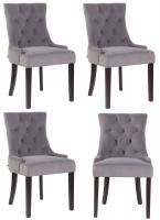 4er Set Esszimmerstühle Aberdeen Samt antik grau 