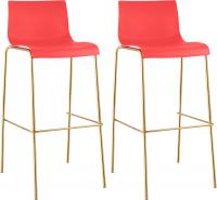 2er Set Barhocker Hoover Kunststoff 4-Fuß Gold rot 2er Set Barhocker Hoover Kunststoff 4-Fuß Gold rot
