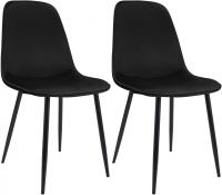 2er Set Esszimmerstuhl Maryam Samt  schwarz 