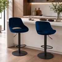 2er Set Barhocker HD Milet B Samt blau 