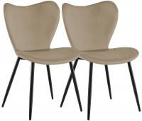 2er Set Esszimmerstuhl Maika Samt taupe 
