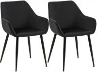 2er Set Esszimmerstuhl Luena Samt schwarz 