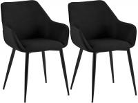 2er Set Esszimmerstuhl Luena Stoff schwarz 