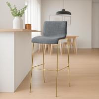 Barhocker Hover Stoff 4-Fuß Gold hellgrau