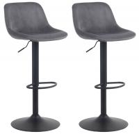 2er Set Barhocker Loft Samt dunkelgrau