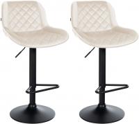 2er Set Barhocker Kasson Samt  creme