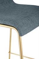 2er Set Barhocker Hoover Stoff 4-Fuß Gold blau 