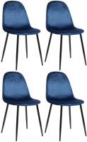 4er Set Esszimmerstühle Napier Samt blau 