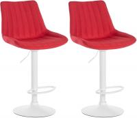 2er Set Barhocker Toni Stoff weiß rot