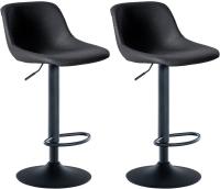 2er Set Barhocker Loft Kunstleder schwarz 