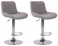 2er Set Barhocker Lentini Stoff chrom grau 