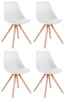 4er Set Stühle Toulouse Kunstleder Rund natura (eiche) weiß