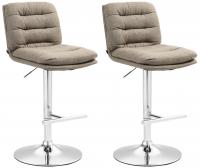 2er Set Barhocker Damar Stoff chrom  taupe