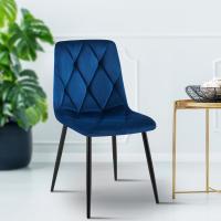 2er Set Esszimmerstuhl Clairton Samt dunkelblau 