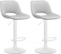 2er Set Barhocker Camden Samt weiß hellgrau 