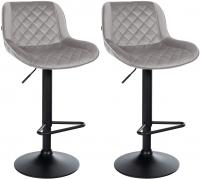 2er Set Barhocker Kasson Samt  grau 