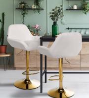 2er Set Barhocker Braga Gold Kunstleder weiß 2er Set Barhocker Braga Gold Kunstleder weiß