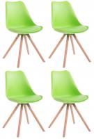 4er Set Stühle Toulouse Kunstleder Rund natura (eiche) grün