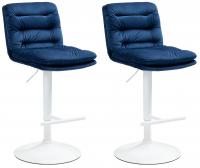 2er Set Barhocker Damar Samt weiß blau