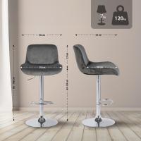 2er Set Barhocker Solon Chrom Samt  dunkelgrau 