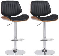 2er Set Barhocker Clawson Kunstleder chrom  walnuss/schwarz 