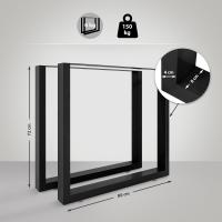 2x Tischbeine Velden 80 cm schwarz 