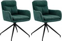 2er Set Esszimmerstuhl Somers Stoff grün