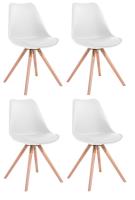 4er Set Stühle Toulouse Kunstleder Rund natura  weiß