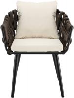 Gartenstuhl Naxos Taupe mit Sitzkissen creme 