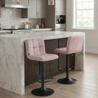 2er Set Barhocker Peru Samt schwarz rosa 