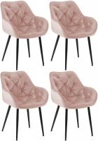 4er Set Stuhl Tanna Samt pink