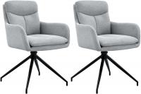 2er Set Esszimmerstuhl Somers Stoff hellgrau