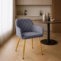 2er Set Esszimmerstuhl Monett Samt G dunkelgrau