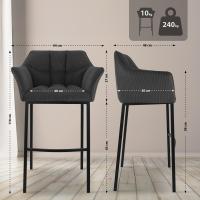 Barhocker Damaso B Cord mit 4-Fuß Gestell dunkelgrau 