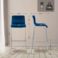 Barhocker Hover Samt 4-Fuß Chrom blau 