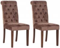 2er Set Esszimmerstühle Lisburn Samt braun 