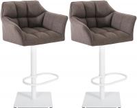 2er Set Barhocker Damaso Stoff weiß grau 