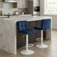 2er Set Barhocker Peru Samt weiß blau 