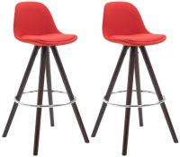 2er Set Barhocker Franklin Stoff rund cappuccino (eiche) rot
