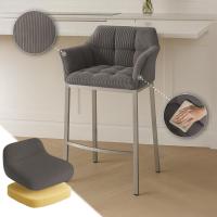 Barhocker Damaso E Cord mit 4-Fuß Gestell taupe 