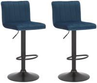 2er Set Barhocker Jamie Samt blau