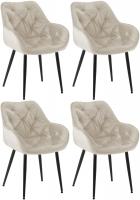 4er Set Stuhl Tanna Samt creme