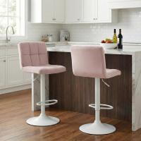 2er Set Barhocker Peru Samt weiß rosa 